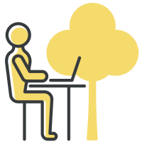 Illustration of a person sat working outside